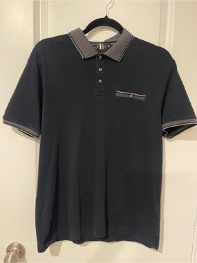 Cactus Black Polo with Contrasting Patterned Collar and Trim